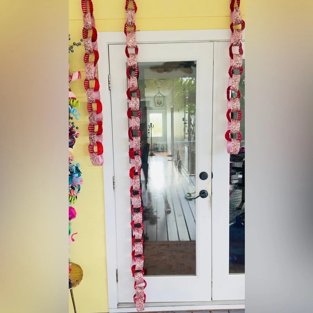 Handmade Pink & Red Sequined Velvet Chain Garland Bachelorette Birthday Party